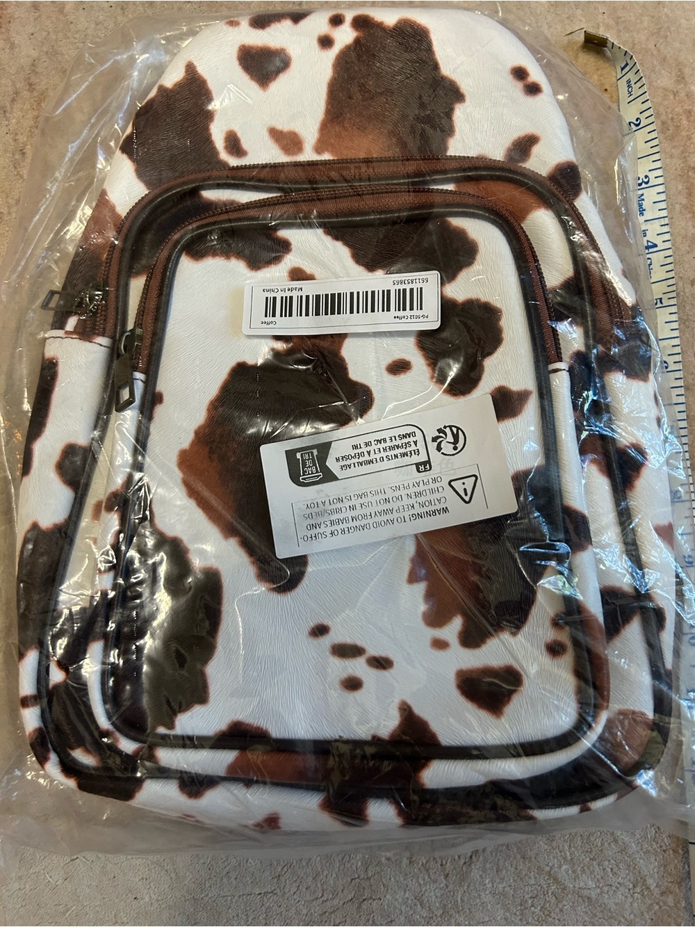 Cow Print Brown & White Womens Backpack purse